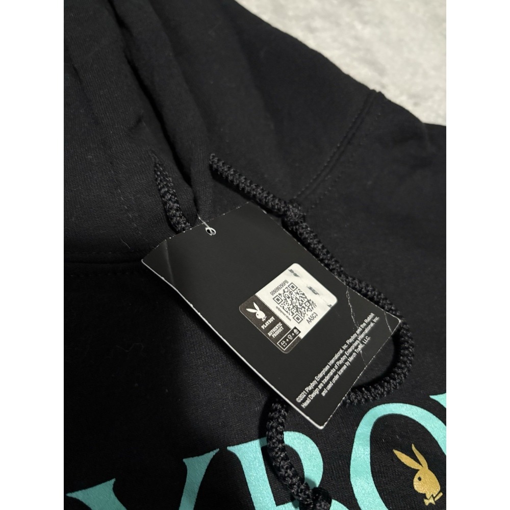 New Playboy Men's Black Pullover Hoodie Sweater Size Small Gildan NWT - Picture 3 of 7